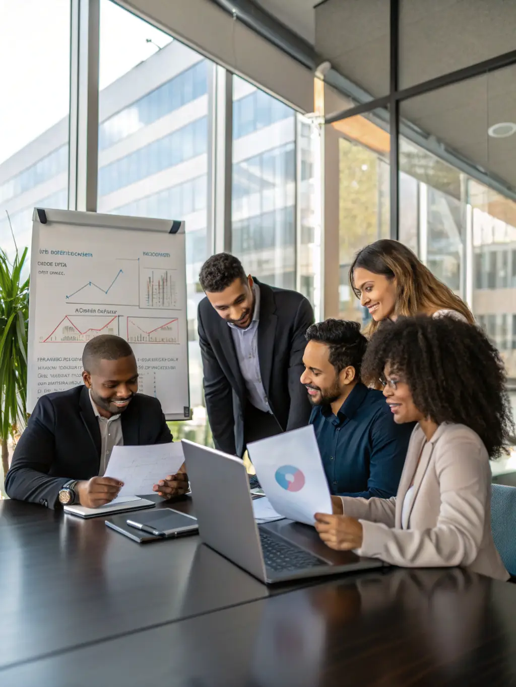 A diverse team of recruiters collaborating in a modern office, representing Value Added Recruiting's comprehensive service offerings.