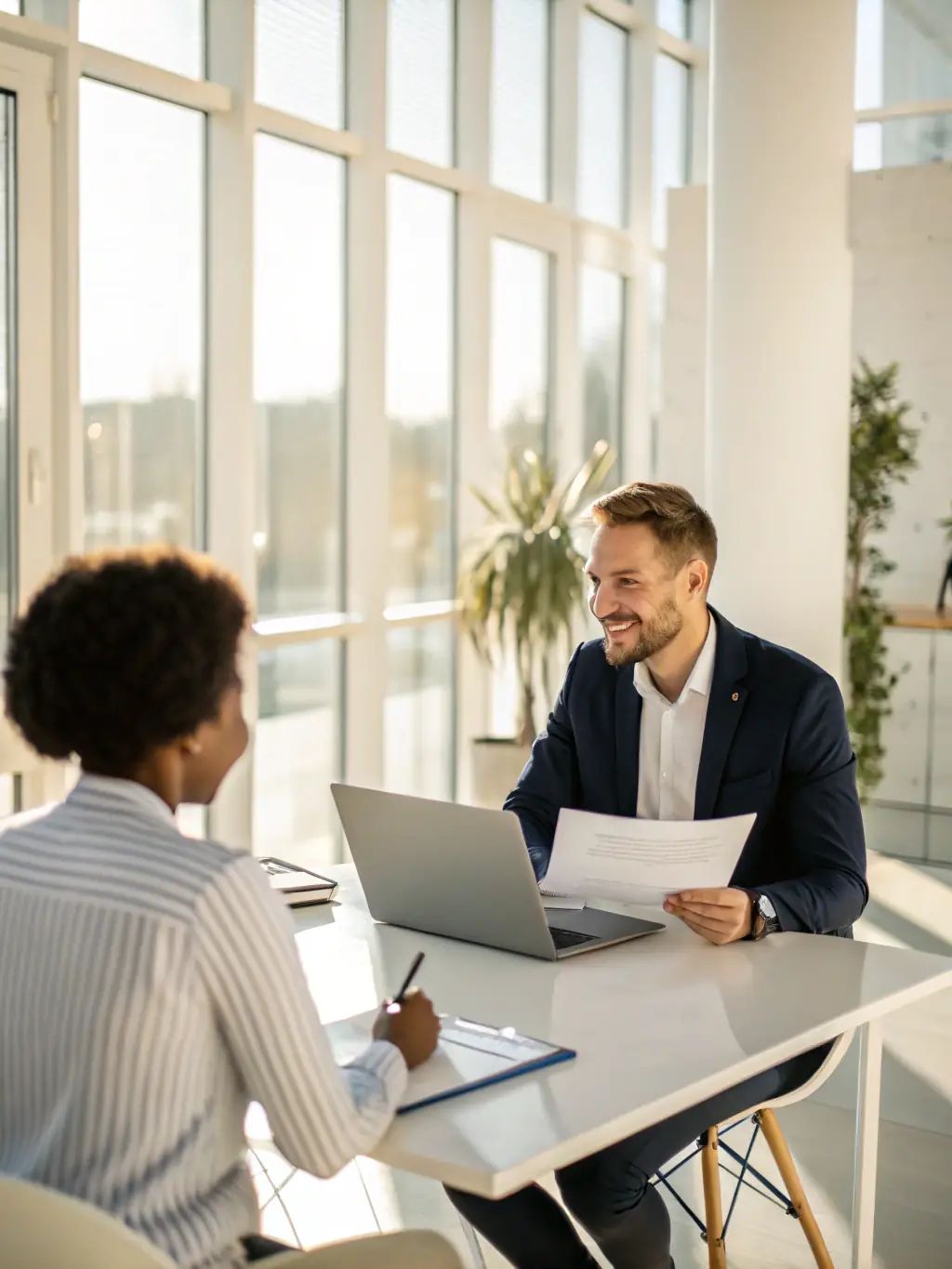 A professional recruiter is conducting a video interview with a candidate, showcasing Value Added Recruiting's modern approach to contingency-based searches.