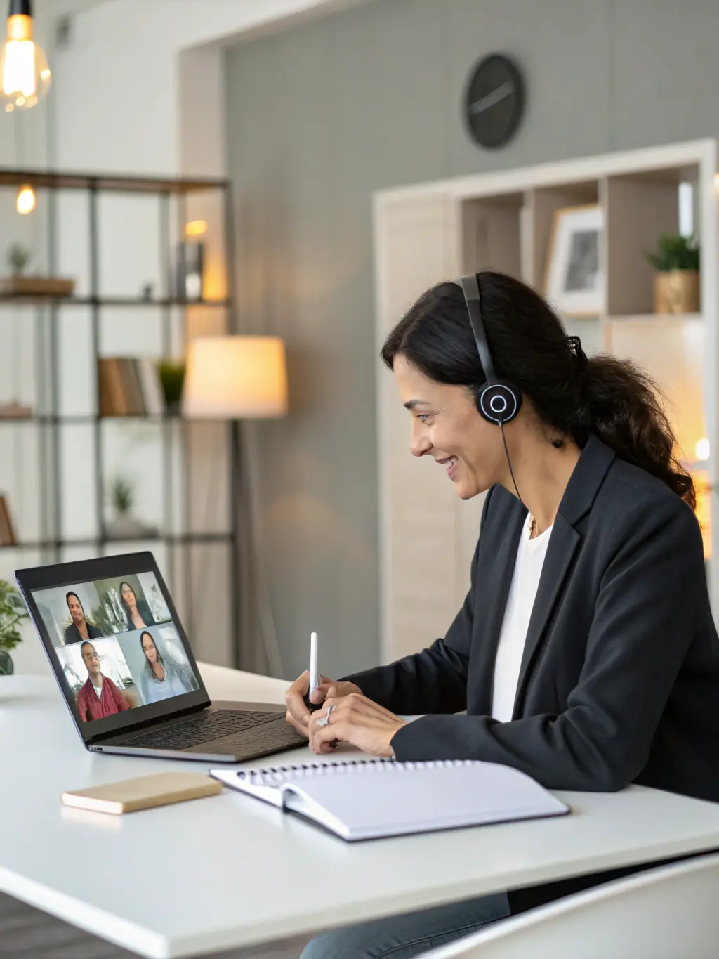 A recruiter conducting a video interview with a high-level executive candidate, showcasing the personalized approach of retainer-based search.